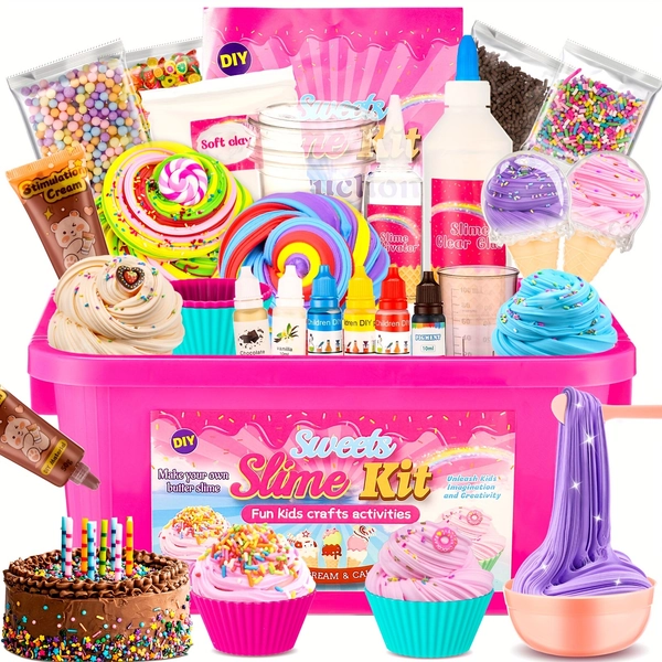 Ice Cream Slime Kit, Easter Gifts, Classroom Prize Fun Ice Cream Slime Making Kit to DIY Butter Slime, Clear Slime& Cloud Slime, Cheap Slimes Pack for Slime Party FavorsEaster Gifts for Kids