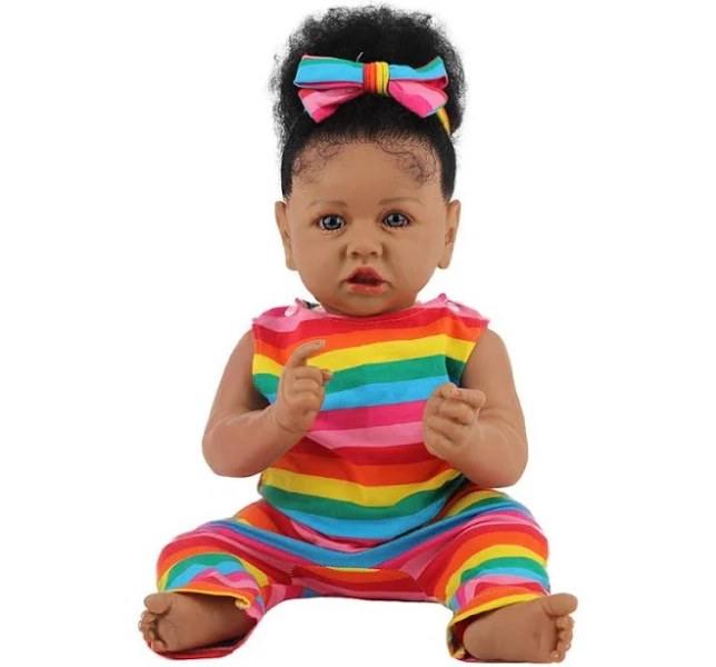 Hoomai Lifelike Reborn Baby Dolls with Soft Body African American Realistic Girl Doll 22.8 inch Best Birthday Gift Set