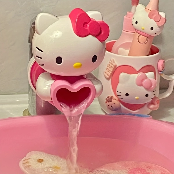 1pc Sanrio Holly Kitty Faucet Extender -Free Suitable for Kitchen & Bathroom Sink Extension with Heart-Shaped Spout, Cute Holly Kitty Design for Sinks, Bathtubs, Showers - Extension Valve for Decor ( Fit)