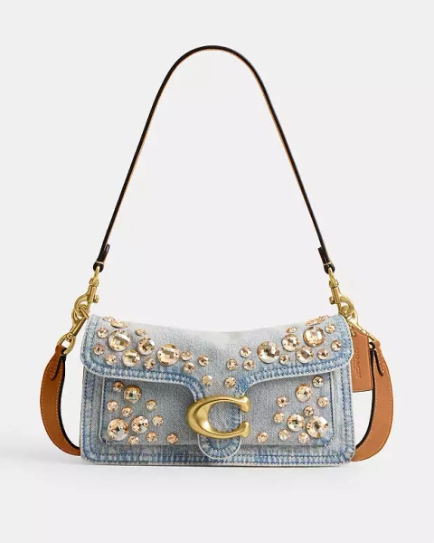 Brass/Silver Tabby Shoulder Bag 26 With Crystal