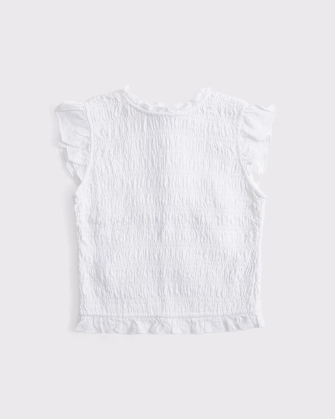 Tie-Back Smocked Linen-Blend Top