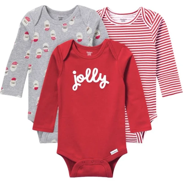 Gerber 3-Pack Baby Neutral Jolly Long Sleeve Onesies Bodysuits