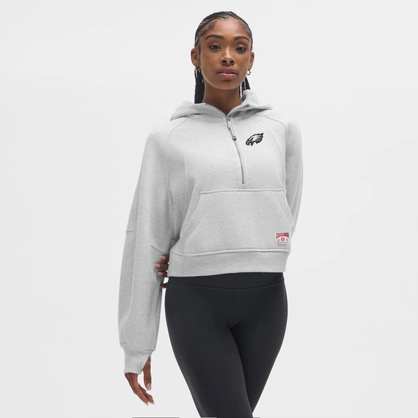Women's Philadelphia Eagles  lululemon Heathered Core Ultra Light Grey Scuba Oversized Half-Zip Hoodie