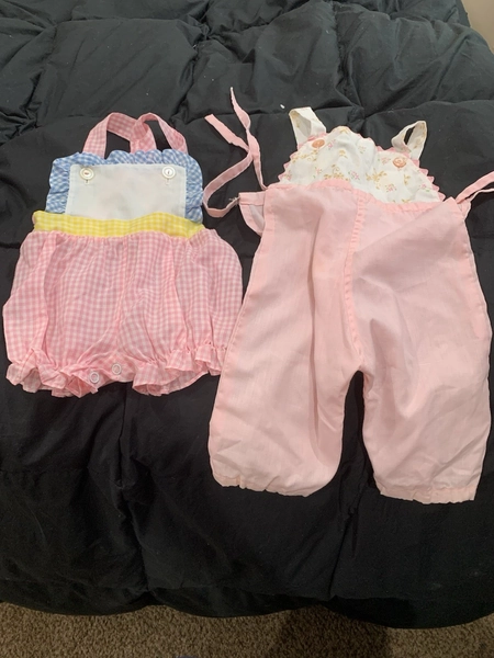 Vintage 80’s Baby Girl’s Size 3 Months 6-12 Month Jumpsuit Lot Of 2