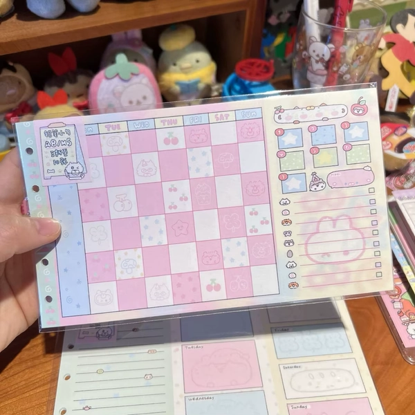 Japanese Cute Diary Tri-fold M5 Handbook Loose-leaf Inner Core Page Cute Monthly Plan Weekly Plan Diary Student Gift Ins Style - AliExpress 21