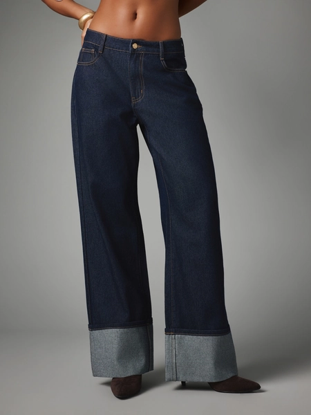MISSGUIDED Straight Leg Jeans With Wide Turn-Up Cuff