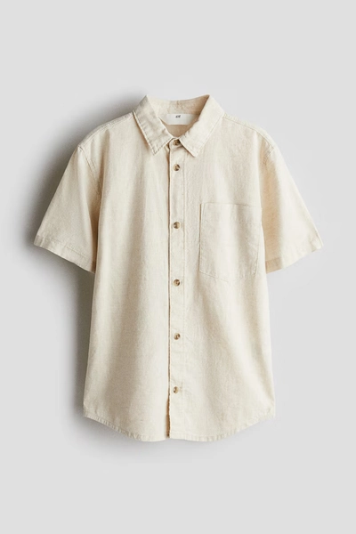 Linen-blend shirt - Light beige