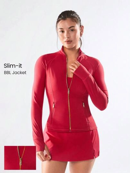 GLOWMODE FeatherFit™ Slim-It Streamline Performance Secure Pockets Zip Up Long Sleeve Jacket Low Impact Yoga Daily Fall