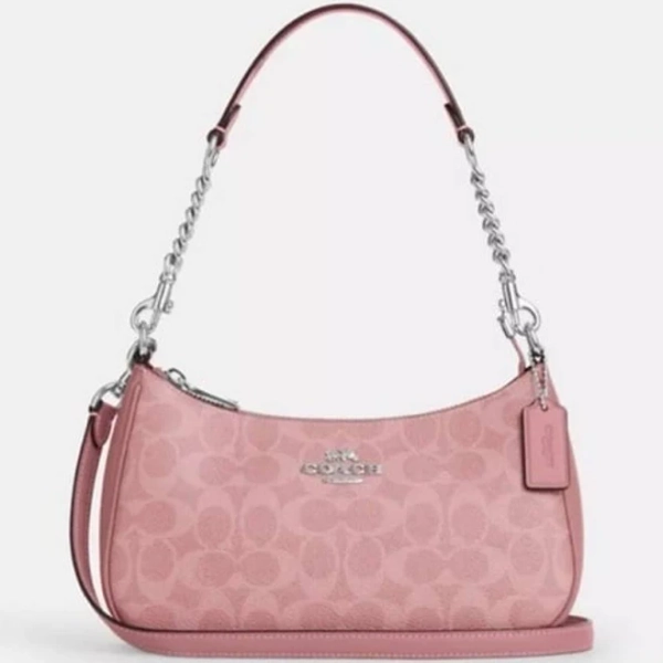 Coach New Teri Shoulder Bag In Signature Canvas CV933 Dusty Pink - New Women | Color: Pink | Size: l
