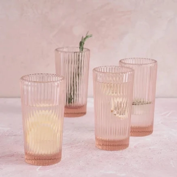 Pink Textured Pressed Glasses