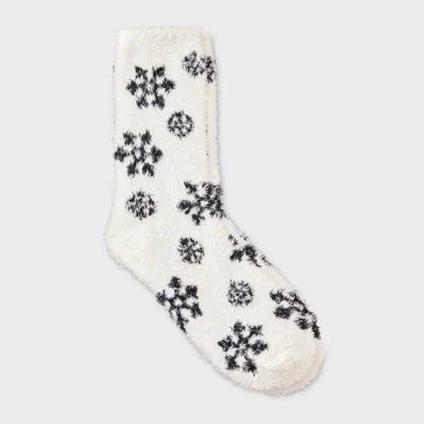 Women's Snowflake Cozy Crew Socks - Auden™ Ivory 4-10