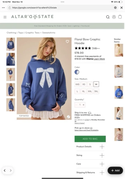 Floral Bow Graphic Hoodie