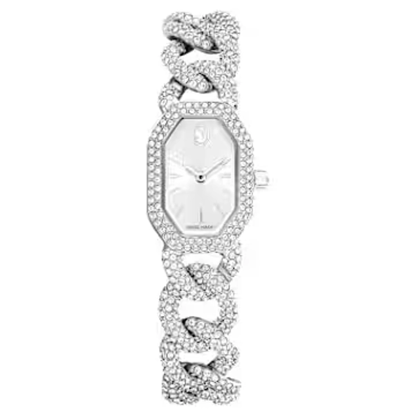 Dextera chain watch, Swiss Made, Crystal bracelet, Silver tone, Stainless Steel