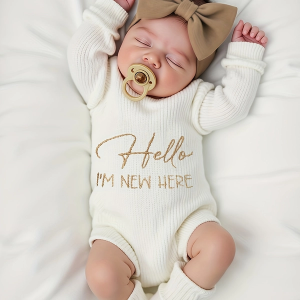 2pcs Newborn Photography Outfit, Baby Girl Knit Sweater with Bow Set, Pullover Sweater for Autumn and Winter, Children's Clothing Set