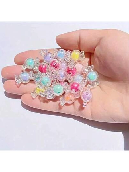 50pcs Colorful Candy Shaped Acrylic Beads For DIY Bracelet Necklace Making