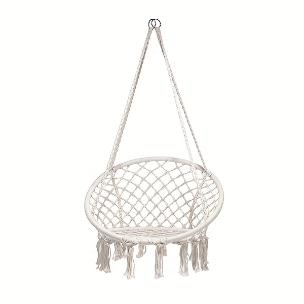 [Bohemian Hanging Chair] Bohemian-style Hanging Chair | 120×80 cm with Tassels | Polyester & Nylon Rope | Ideal for Bedroom, Outdoor, Patios, Porches, Decks, Courtyards, Gardens