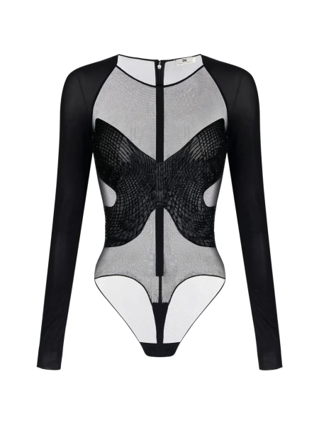 Elisabetta Franchi body manches longues à ornements en cristal | 48