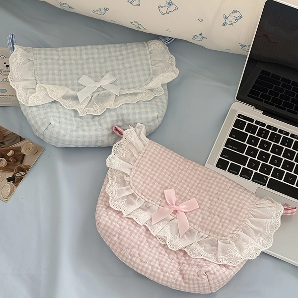 Pink Plaid Sweetheart Crossbody Detachable Adjustable Makeup Bag Fashion Casual Versatile Shoulder Bag Crossbody Women'S Bag Crossbody Bag Commuter Tote Shoulder Sweet Storage Bag