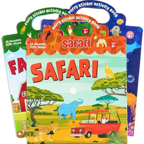 Joyfy 3 Set Puffy Sticker Books for Kids 3-6, Farm, Ocean, Safari,
Reusable Sticker Activity Books Crafts Gifts for Todders Boys Girls 2-4