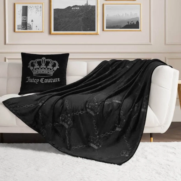 Juicy Couture Embossed Plush Throw Blanket