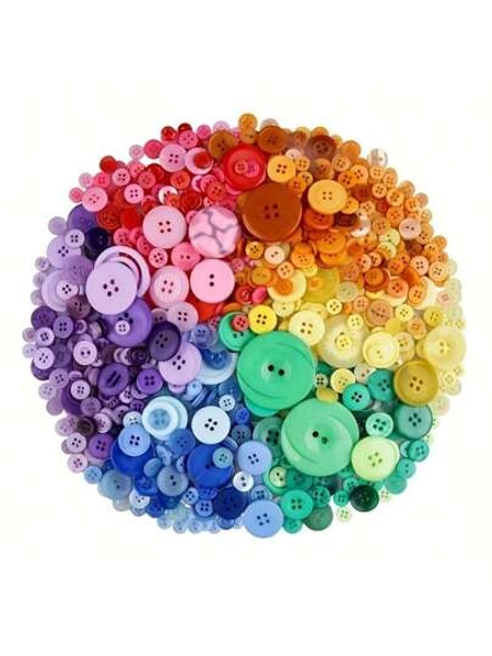 50g/100g/200g Colorful Resin Buttons, DIY Craft Materials For Button Art, Fabric Art, Jewelry Making