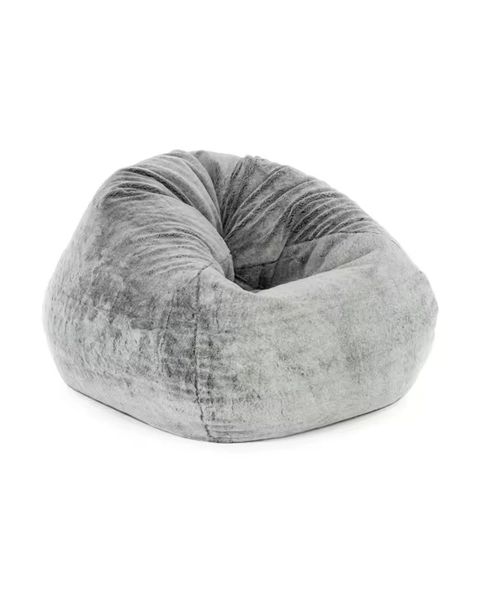 Grey Faux Fur Bean Bag