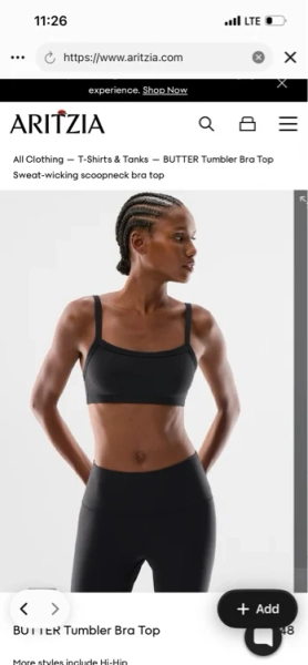 BUTTER Tumbler Bra Top | Aritzia CA