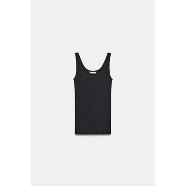 Zara - Rustic Rib Top - Charcoal - S - Woman