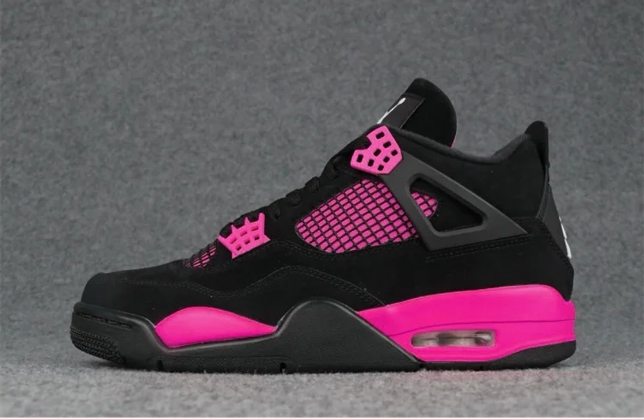 Jordan 4s black and dark pink