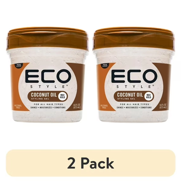 (2 pack) Eco Style Coconut Oil Hair Styling Gel, 16 oz, Moisturizing, Unisex