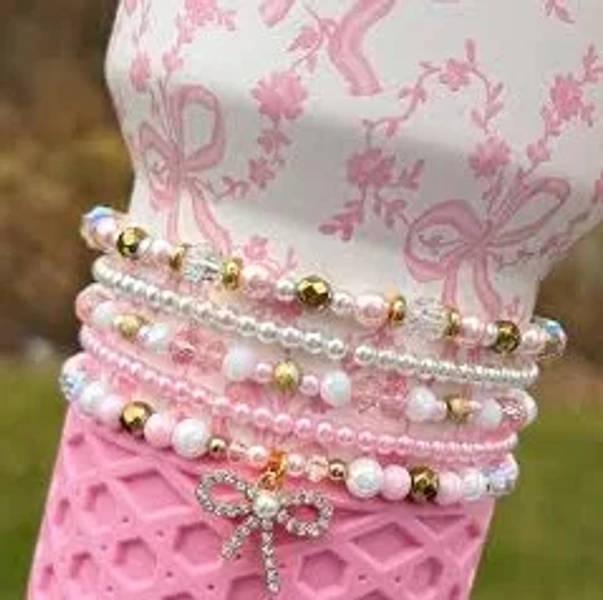Coquette Bow - Chantilly - Stanley Cup Bracelet Accessory - Pink Loveshack Fancy