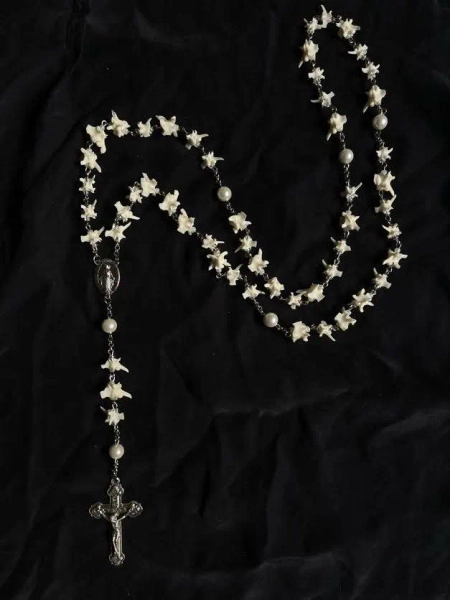 Rattlesnake Vertebrae Rosary: Gothic Crucifix Bone Necklace