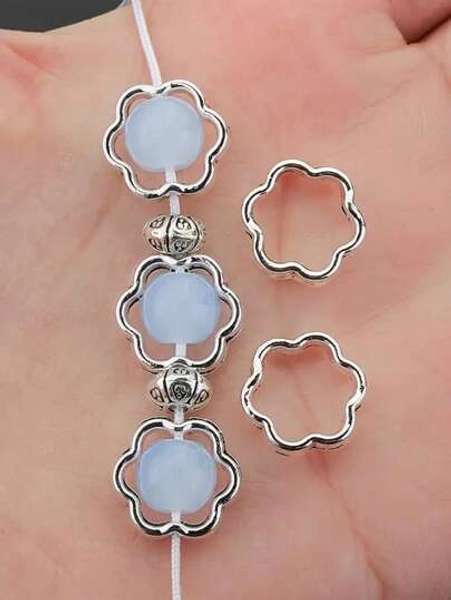 50pcs 12mm Flower Shaped Bead Caps, CCB Bead Frames, For DIY Jewelry Making, Necklace, Bracelet, Earrings, Pendant Connectors With Spacer Bead For Jewelry Crafting Accessories