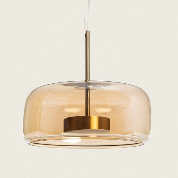 Lustre Suspension LED 7W Métal et Verre Aba, Ambre, Verre,Métal, IP20, 595lm