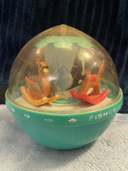 Fisher Price Vintage Roly Poly Ball  Carousel Rocking Horse 1970s Retro Toy