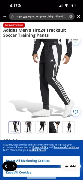 🌟Small adidas Men's Tiro24 Tracksuit Soccer Training Pants Team Navy Blue 2 / White