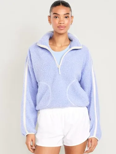 Loose Sherpa Quarter-Zip Pullover | Old Navy