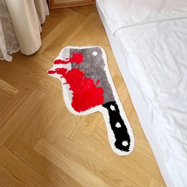 Tufting Rug Blood Knive Bathroom Mat Soft Halloween Bedside Rug Living Room Carpet Bedroom Floor Pad Aesthetic Home Decor