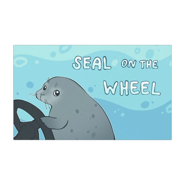 Seal on the Wheel Car Magnet – Funny Animal Meme Decor