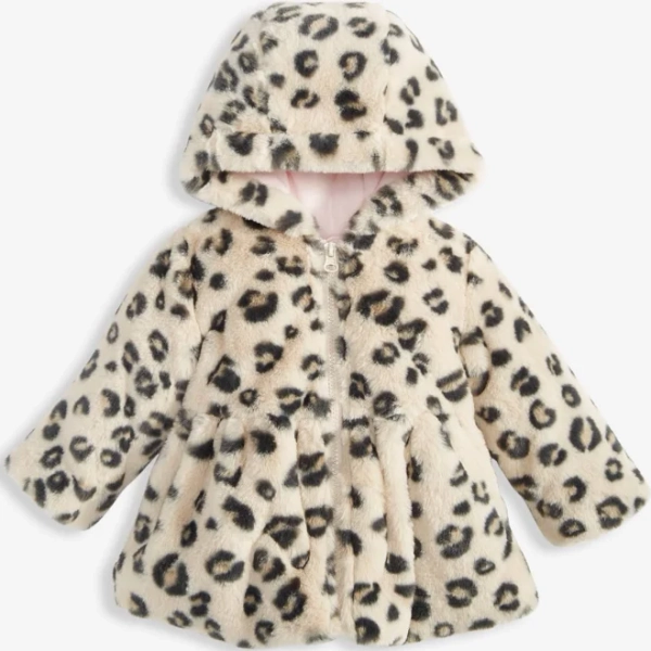 First Impressions Baby Girls Leopard-Print Faux-Fur Hooded Jacket
