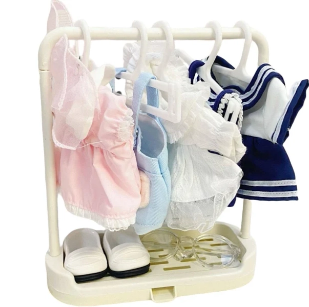 17cm Labubu Doll Accessories Set, Clothes Hanger, Glasses, Shoes, Necklaces, Bags, Hats for Home Decor, Perfect for Labubu Generations 1-3