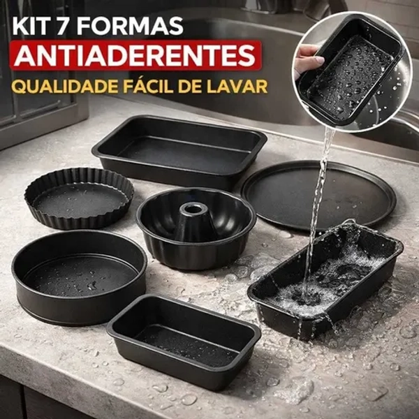 Kit Com 7,6,5,4, 3 Formas Assadeiras Antiaderentes , Torta,b