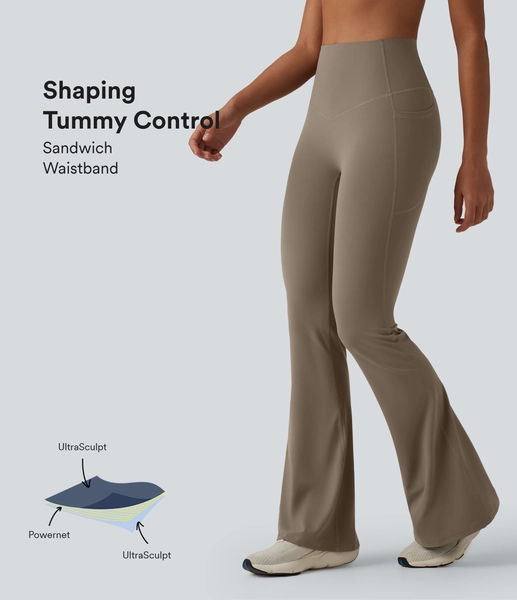 Halara UltraSculpt™ High Waisted Tummy Control Flare Yoga Leggings with Pockets