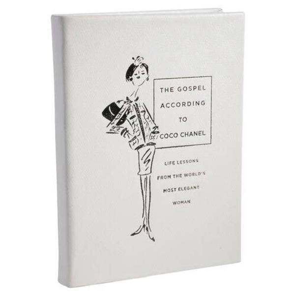 Coco Chanel, Coffee Table Book - 8"x6" - Genuine Leather, Hand-Bound, Full-Grain Calfskin, Debossed Lettering, Illustrated by Chesley McLaren | Light