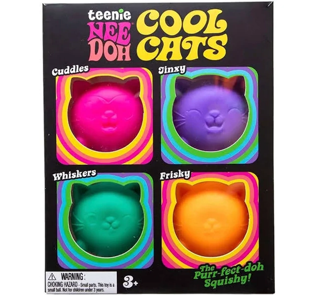 NeeDoh 4 Pack Teenie Cool Cat Groovy Soft Doh Filled Stretch Ball