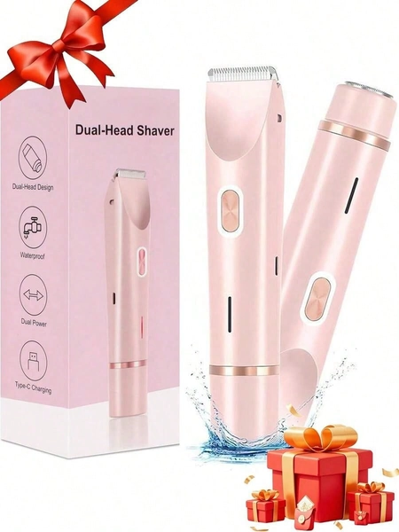 Electric Razors Shaver ,Bikini Trimmer For Women,2 In 1 Wet & Dry Electric Waterproof Razor Shaver, 400mAh USB Rechargeable Dual Head Shaver For Painless Trimming Of Pubic Hair, Face, Underarms And Legs, IPX7 Waterproof, Ceramic Blade Design Is And Sharp,Portable Multifunctional Shaver,Best Gift For For Men And Women,Back To School Halloween And Christmas Gifts(Pink)