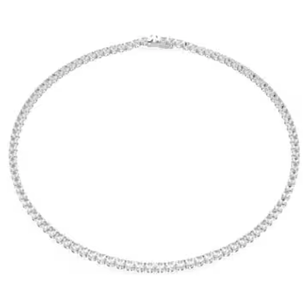 Matrix Tennis necklace, Round cut, White, Rhodium plated
