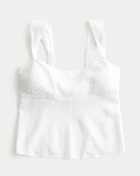 Linen-Blend Open-Back Top