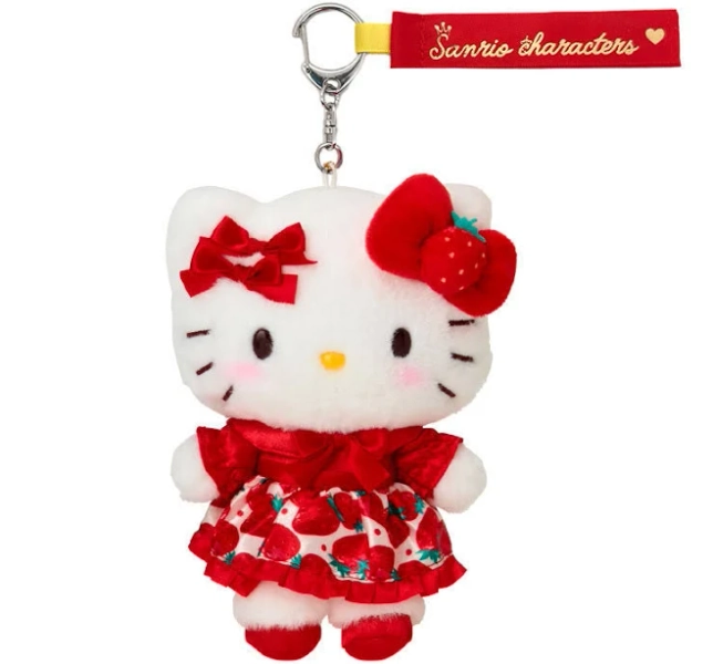 Hello Kitty Strawberry News 50th Anniversary Plush Keychain