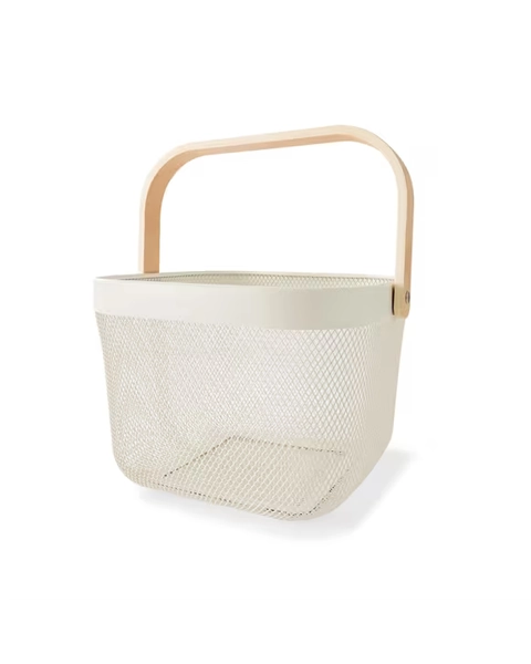 Off White Mesh Basket - White - One Size
